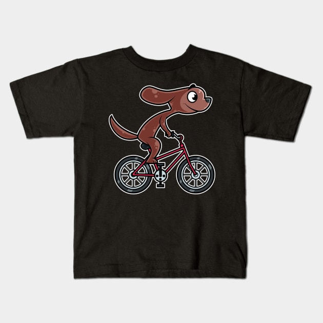 Dog Bicycle Cyclist Cycling design Kids T-Shirt by theodoros20